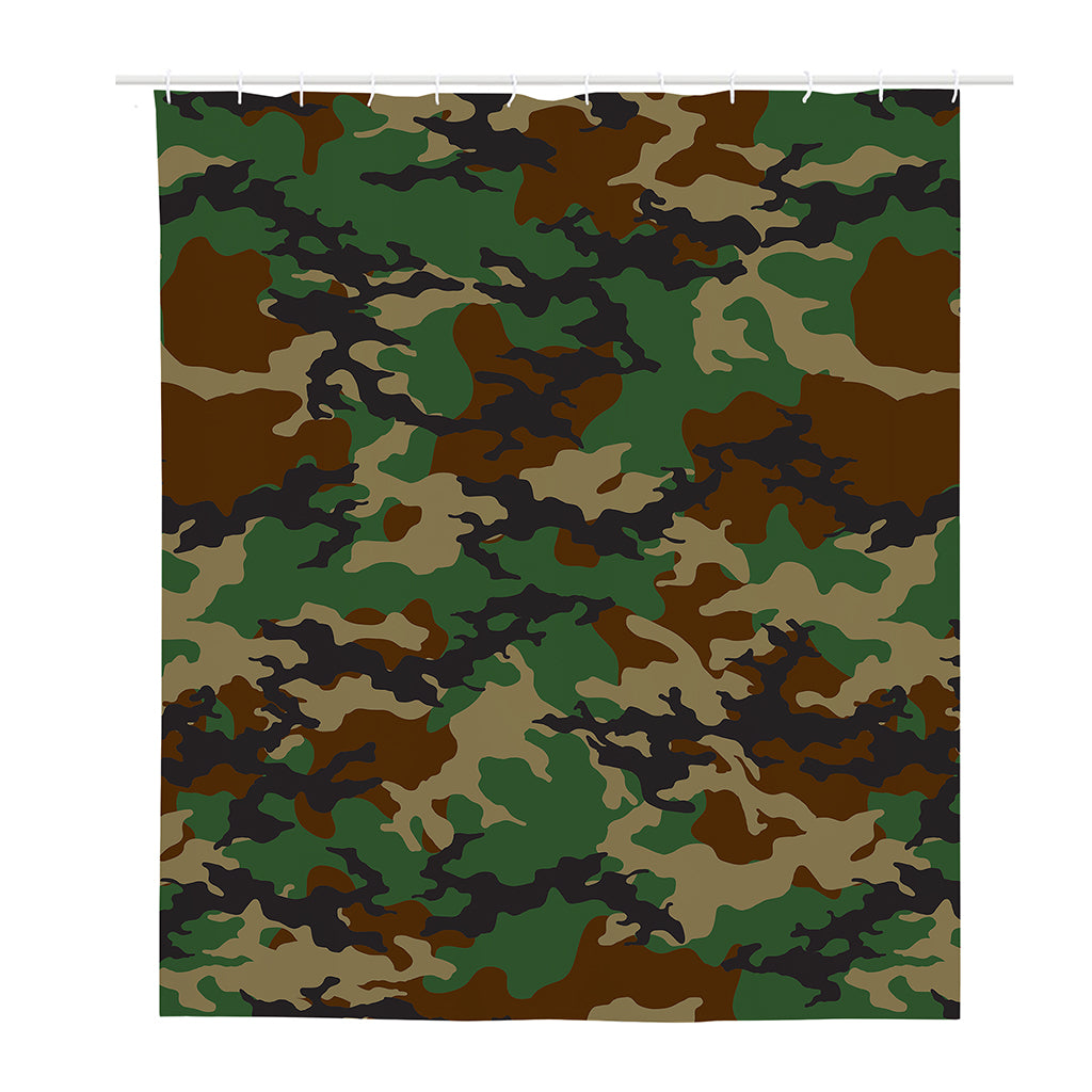 Green And Brown Camouflage Print Polyester Shower Curtain