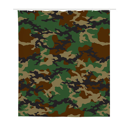 Green And Brown Camouflage Print Polyester Shower Curtain