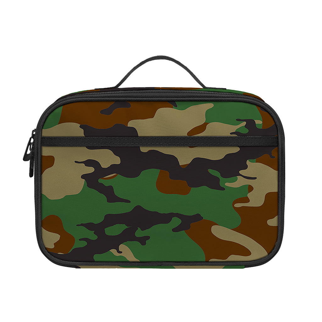 Green And Brown Camouflage Print Portable Lunch Bag