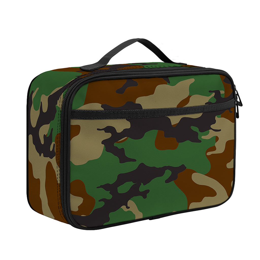 Green And Brown Camouflage Print Portable Lunch Bag