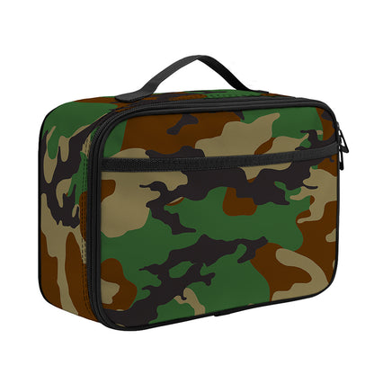 Green And Brown Camouflage Print Portable Lunch Bag