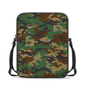 Green And Brown Camouflage Print Rectangular Crossbody Bag