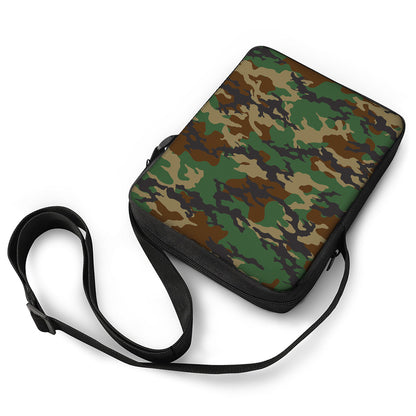 Green And Brown Camouflage Print Rectangular Crossbody Bag