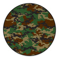 Green And Brown Camouflage Print Round Floor Mat