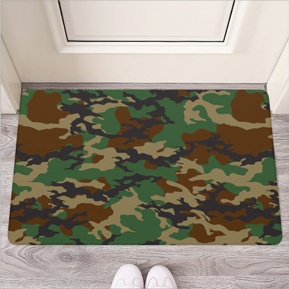 Green And Brown Camouflage Print Rubber Doormat