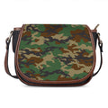 Green And Brown Camouflage Print Saddle Bag