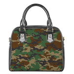 Green And Brown Camouflage Print Shoulder Handbag