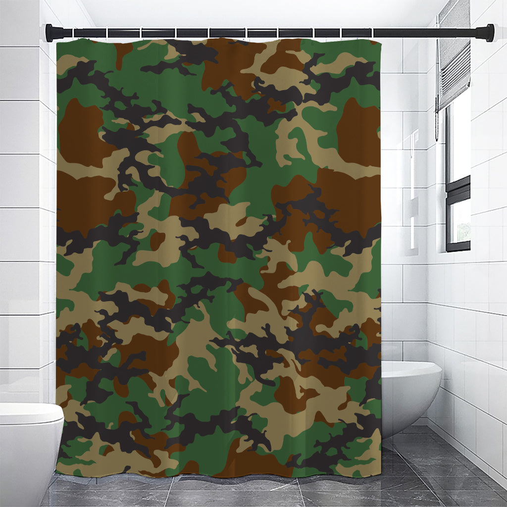 Green And Brown Camouflage Print Shower Curtain
