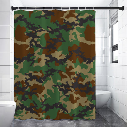 Green And Brown Camouflage Print Shower Curtain