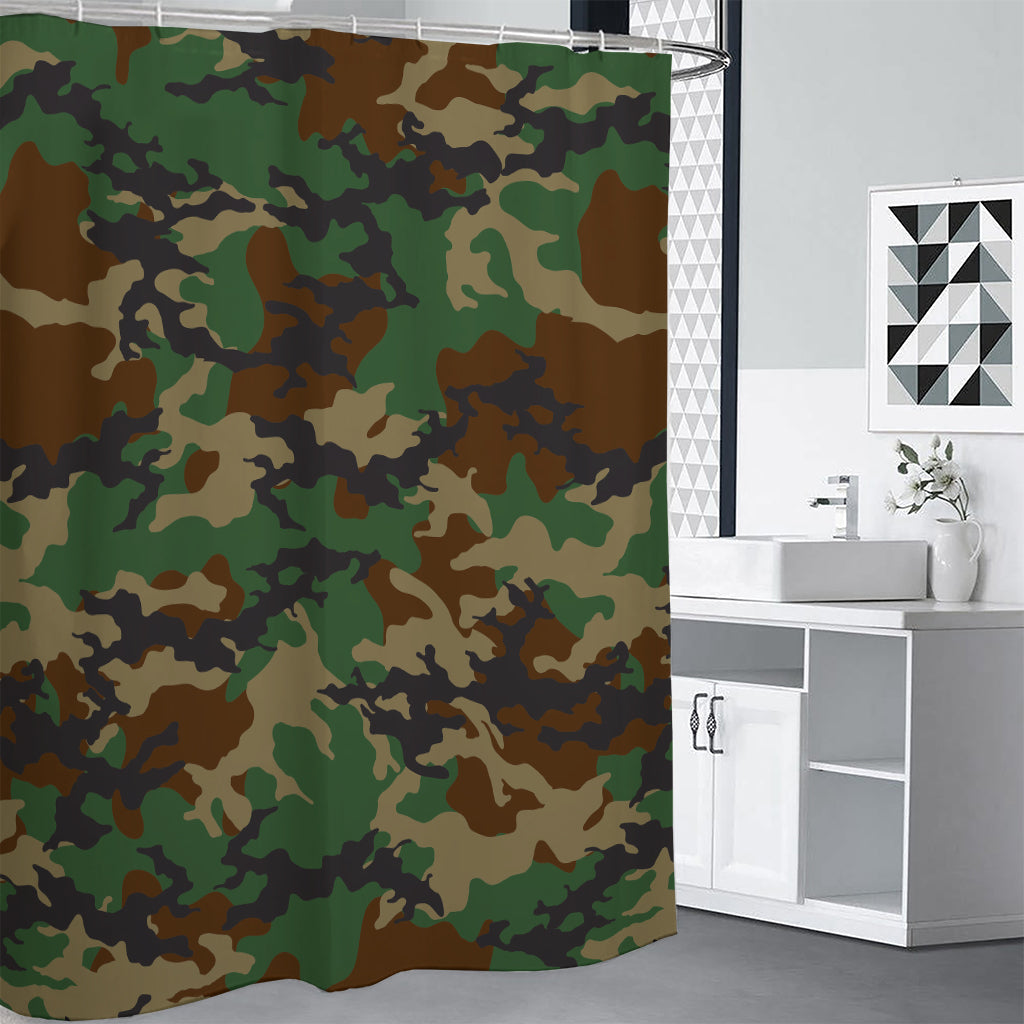 Green And Brown Camouflage Print Shower Curtain
