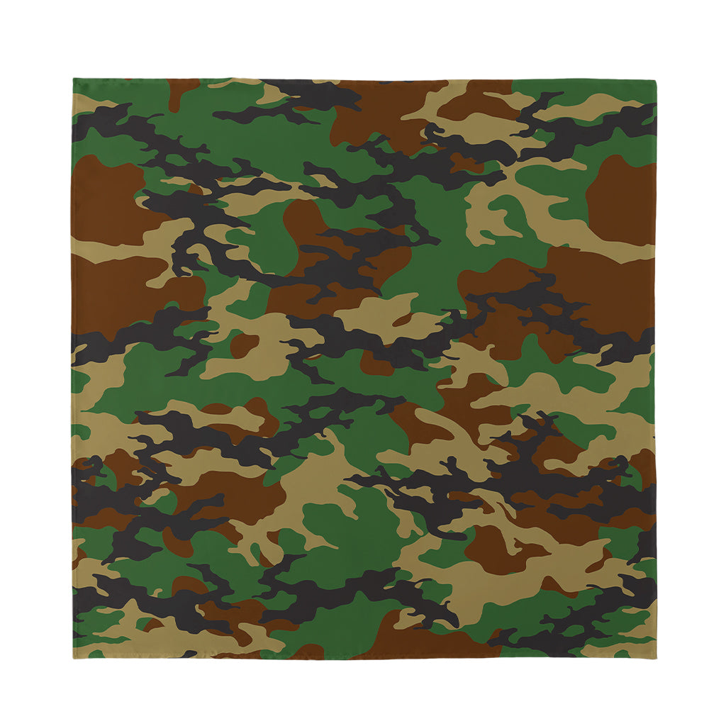 Green And Brown Camouflage Print Silk Bandana