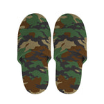 Green And Brown Camouflage Print Slippers