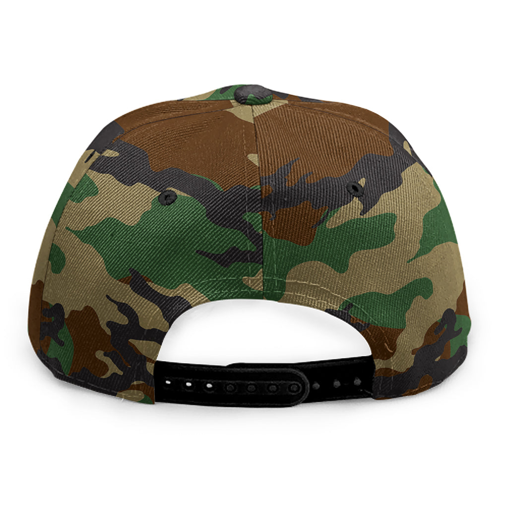 Green And Brown Camouflage Print Snapback Cap