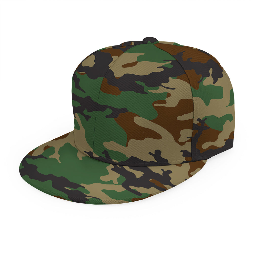 Green And Brown Camouflage Print Snapback Cap