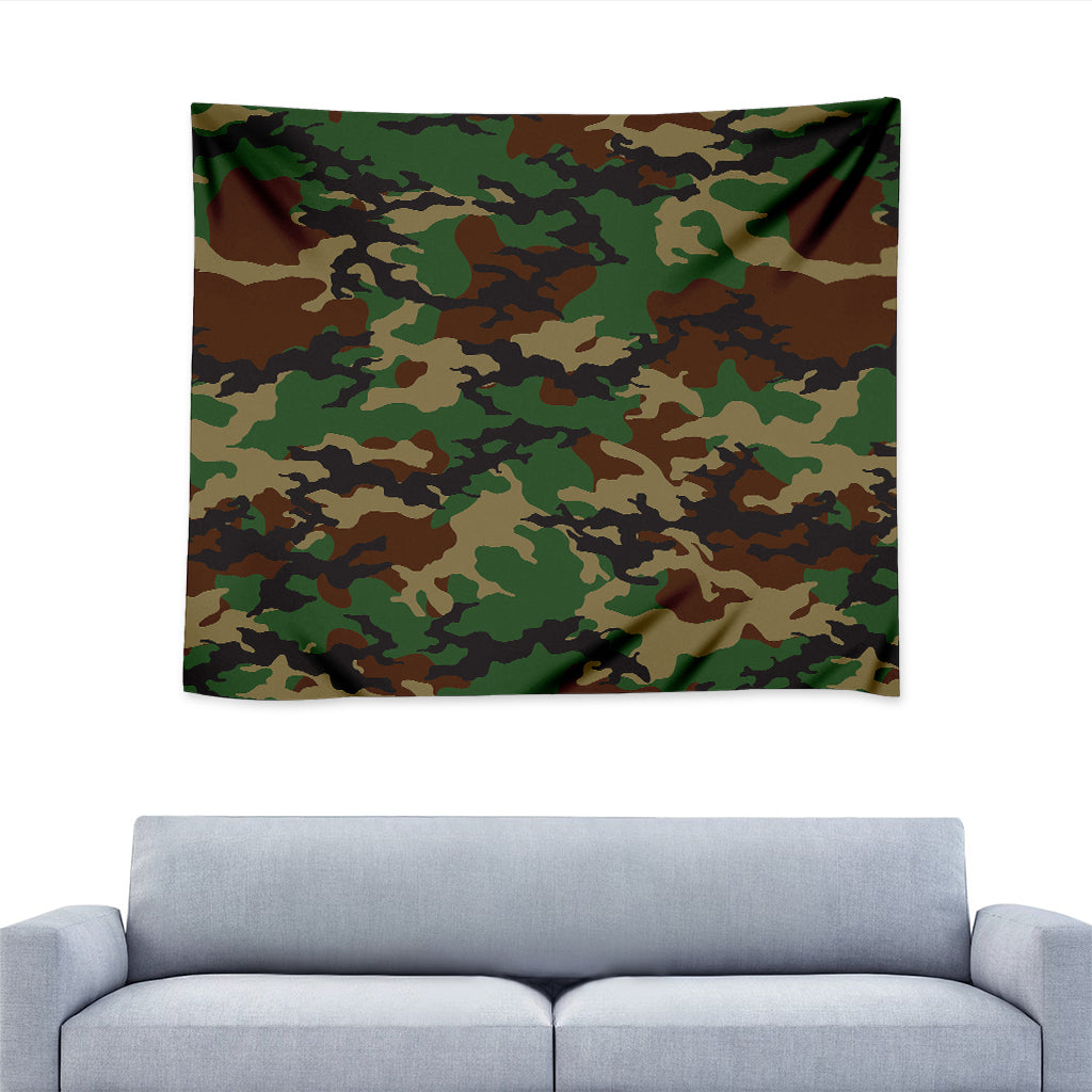 Green And Brown Camouflage Print Tapestry