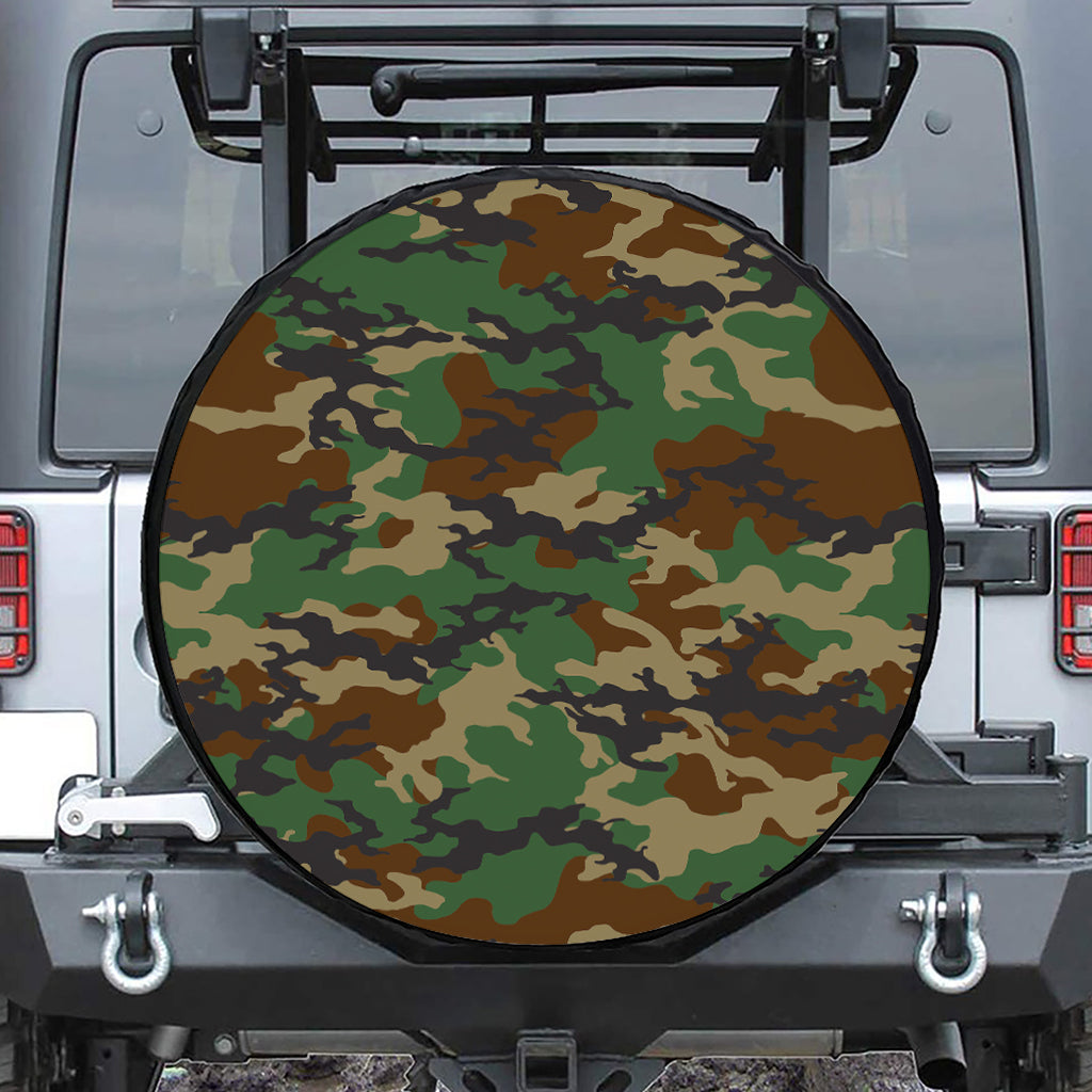Green And Brown Camouflage Print Tire Cover