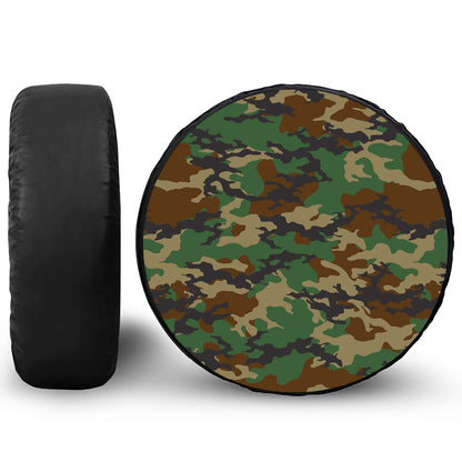 Green And Brown Camouflage Print Tire Cover