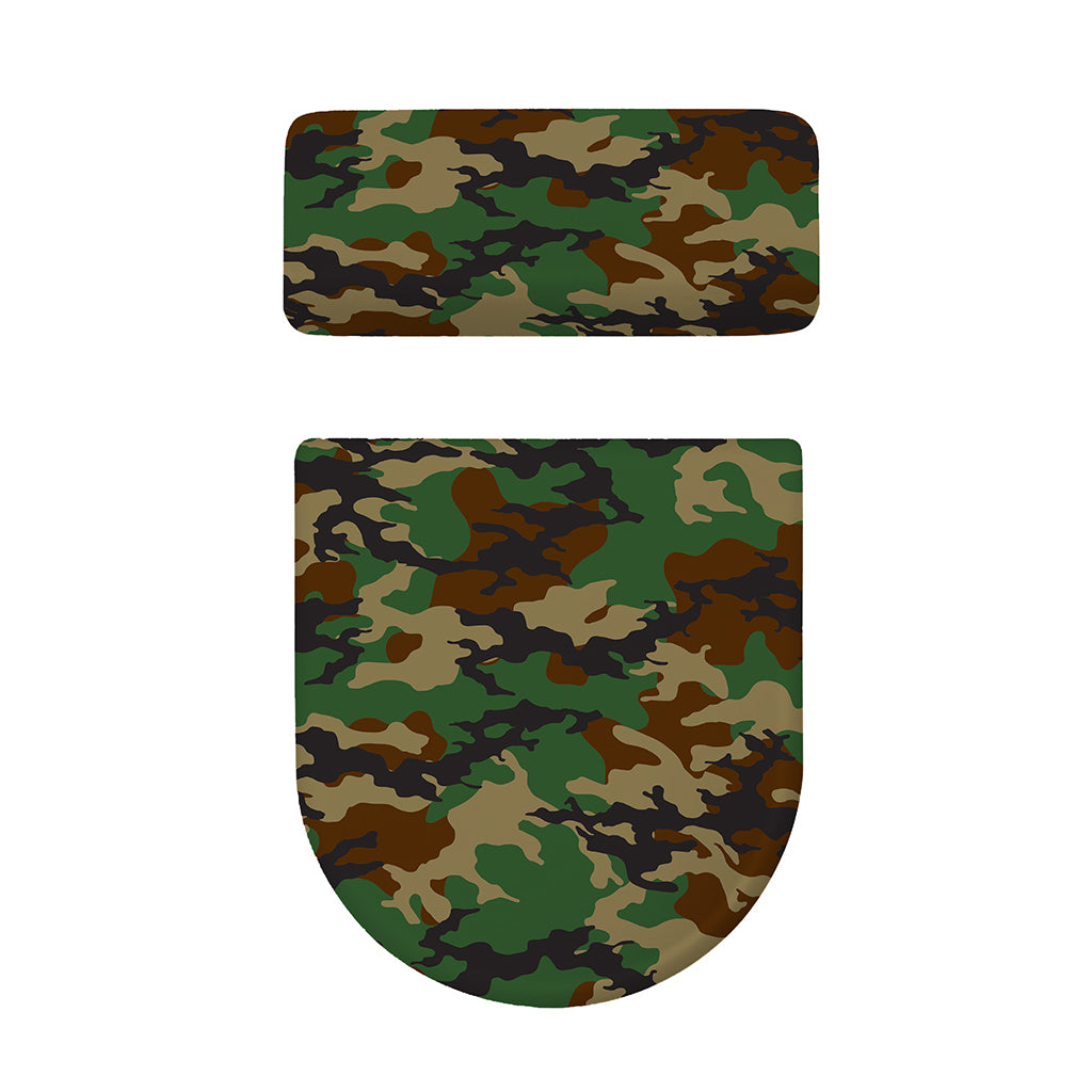 Green And Brown Camouflage Print Toilet Lid And Tank Cover Set