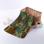 Green And Brown Camouflage Print Towel