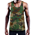 Green And Brown Camouflage Print Men's Workout Tank Top