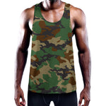 Green And Brown Camouflage Print Training Tank Top