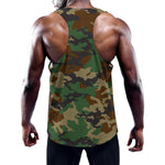Green And Brown Camouflage Print Training Tank Top