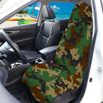 Green And Brown Camouflage Print Waterproof Car Seat Cover