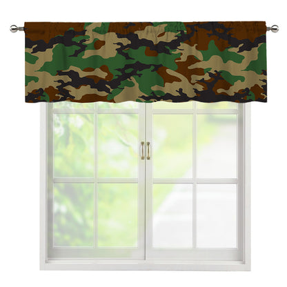 Green And Brown Camouflage Print Window Valance