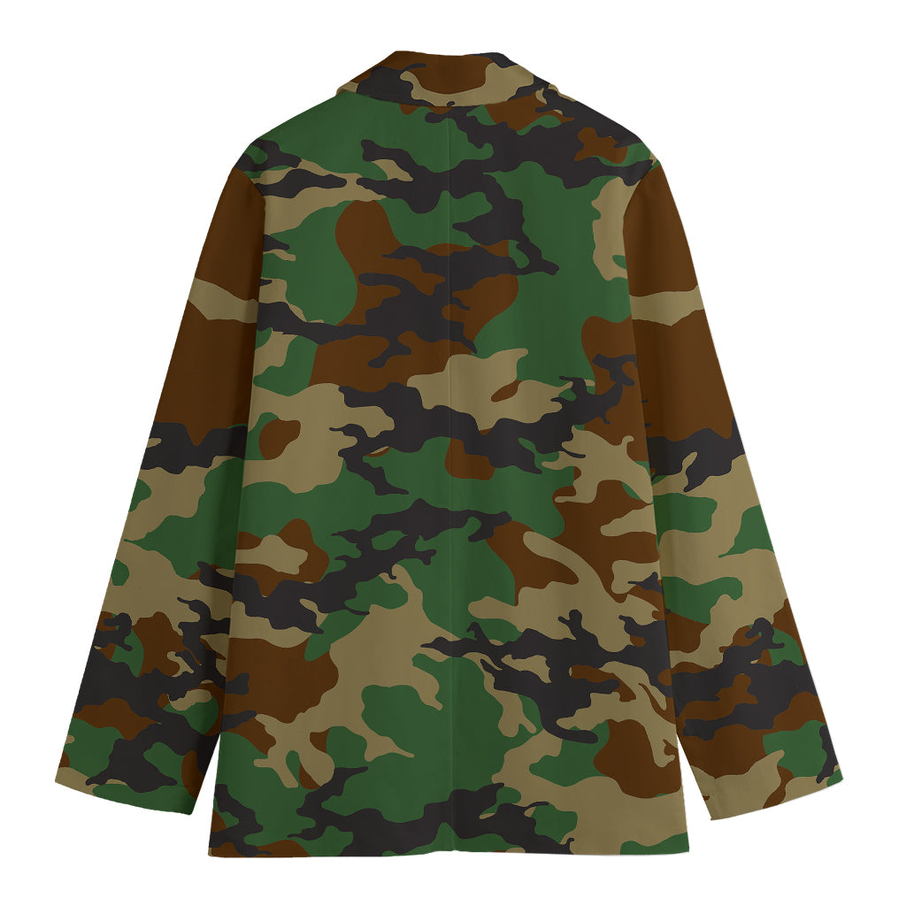 Green And Brown Camouflage Print Women's Blazer