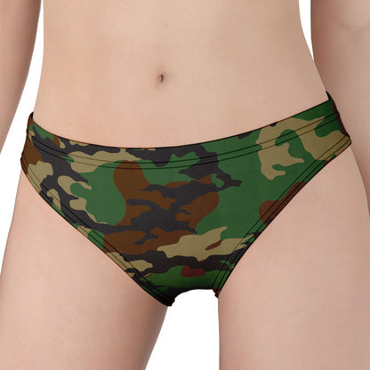 Green And Brown Camouflage Print Women's Panties