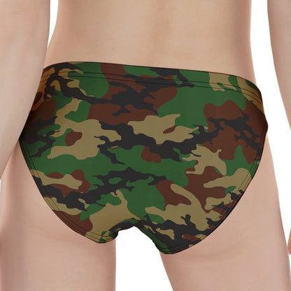 Green And Brown Camouflage Print Women's Panties