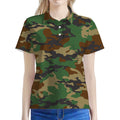 Green And Brown Camouflage Print Women's Polo Shirt