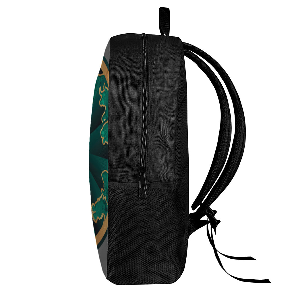 Green And Gold Chinese Zodiac Print 17 Inch Backpack