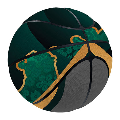 Green And Gold Chinese Zodiac Print Basketball