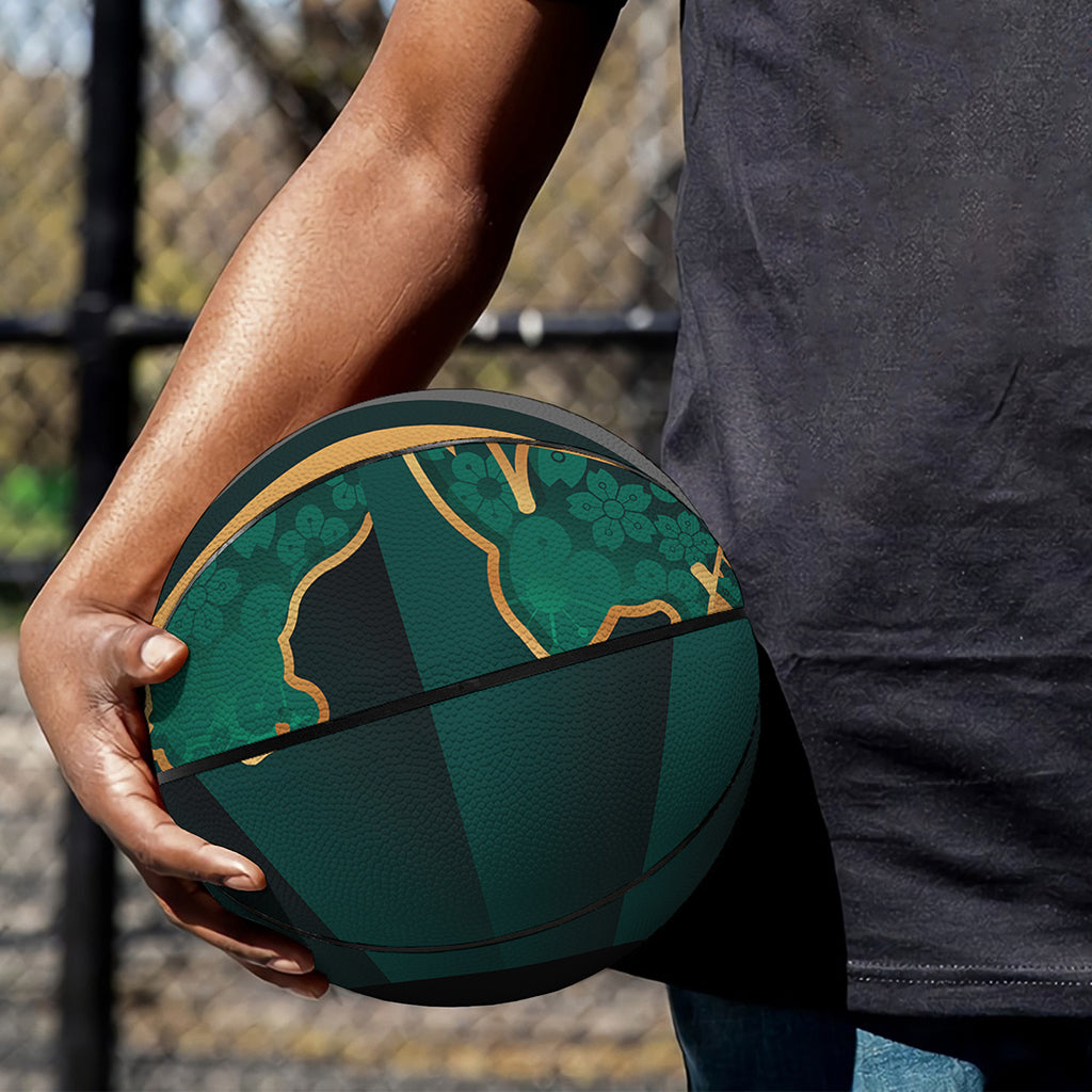 Green And Gold Chinese Zodiac Print Basketball