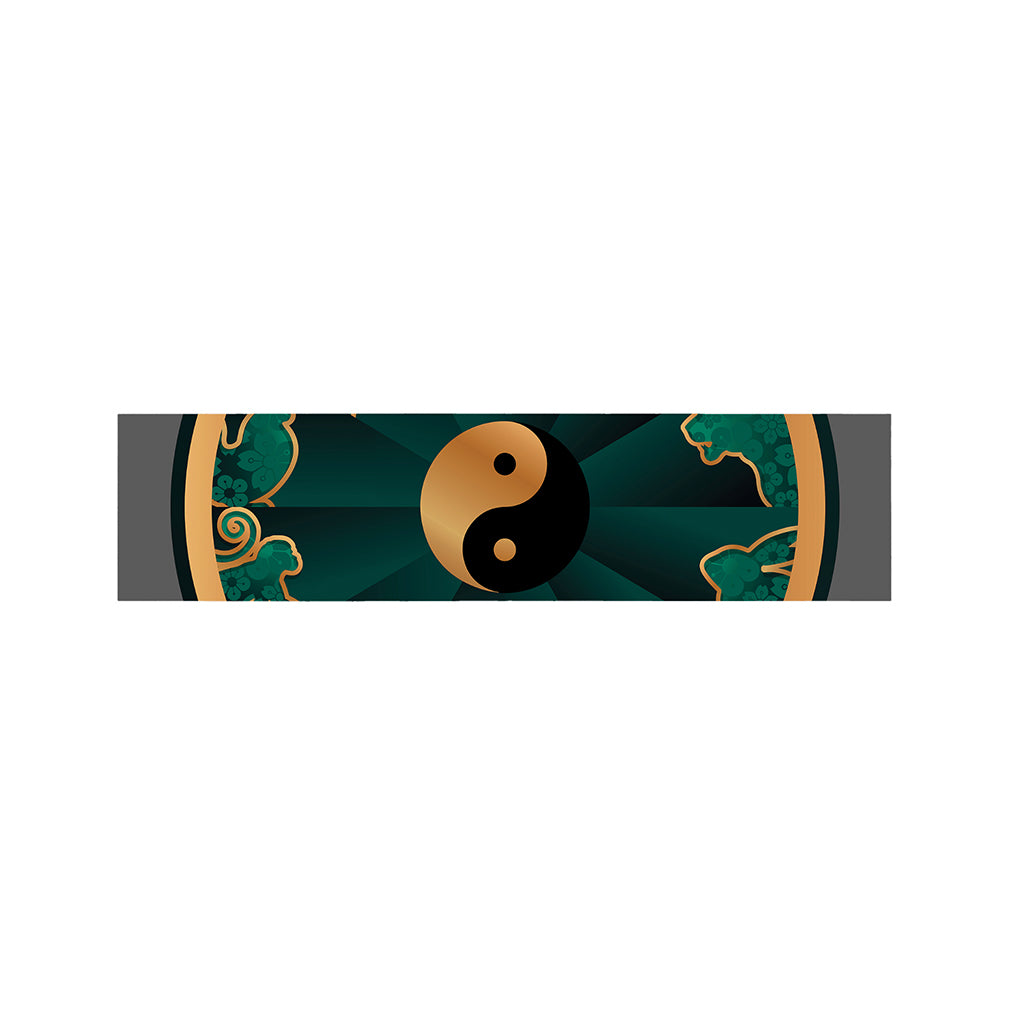 Green And Gold Chinese Zodiac Print Bed Runner