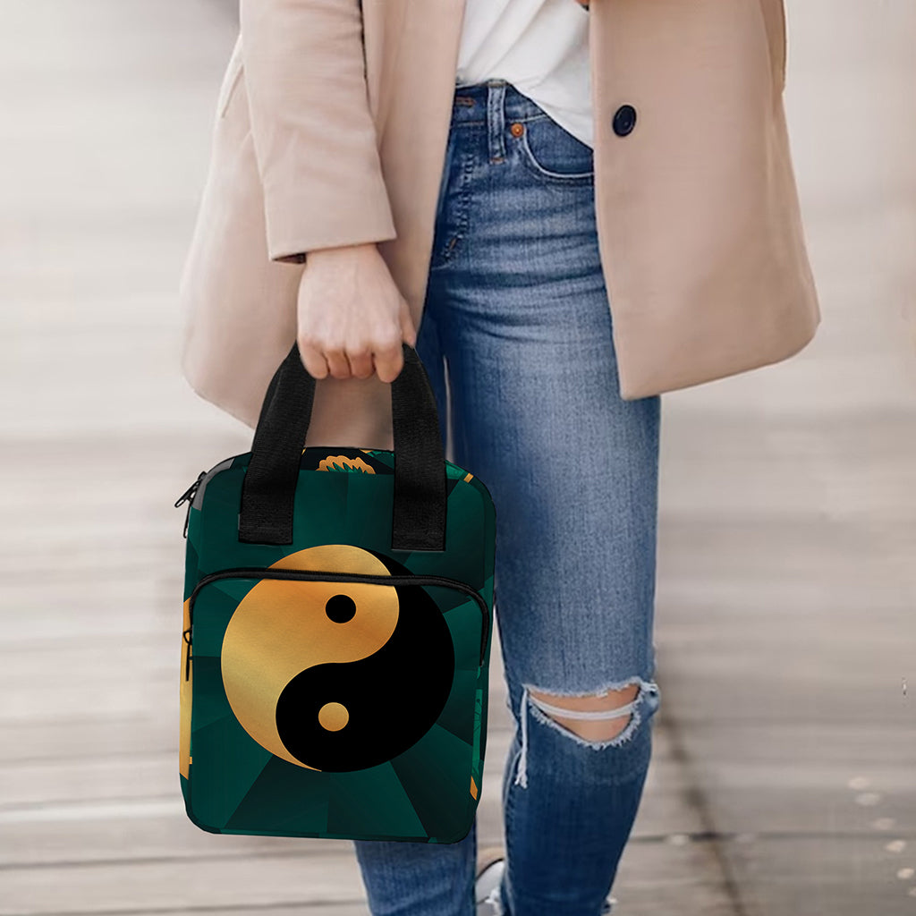 Green And Gold Chinese Zodiac Print Bible Tote Bag