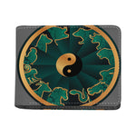 Green And Gold Chinese Zodiac Print Bifold Wallet