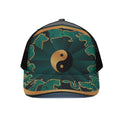 Green And Gold Chinese Zodiac Print Black Mesh Trucker Hat