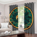 Green And Gold Chinese Zodiac Print Dimout Grommet Curtains