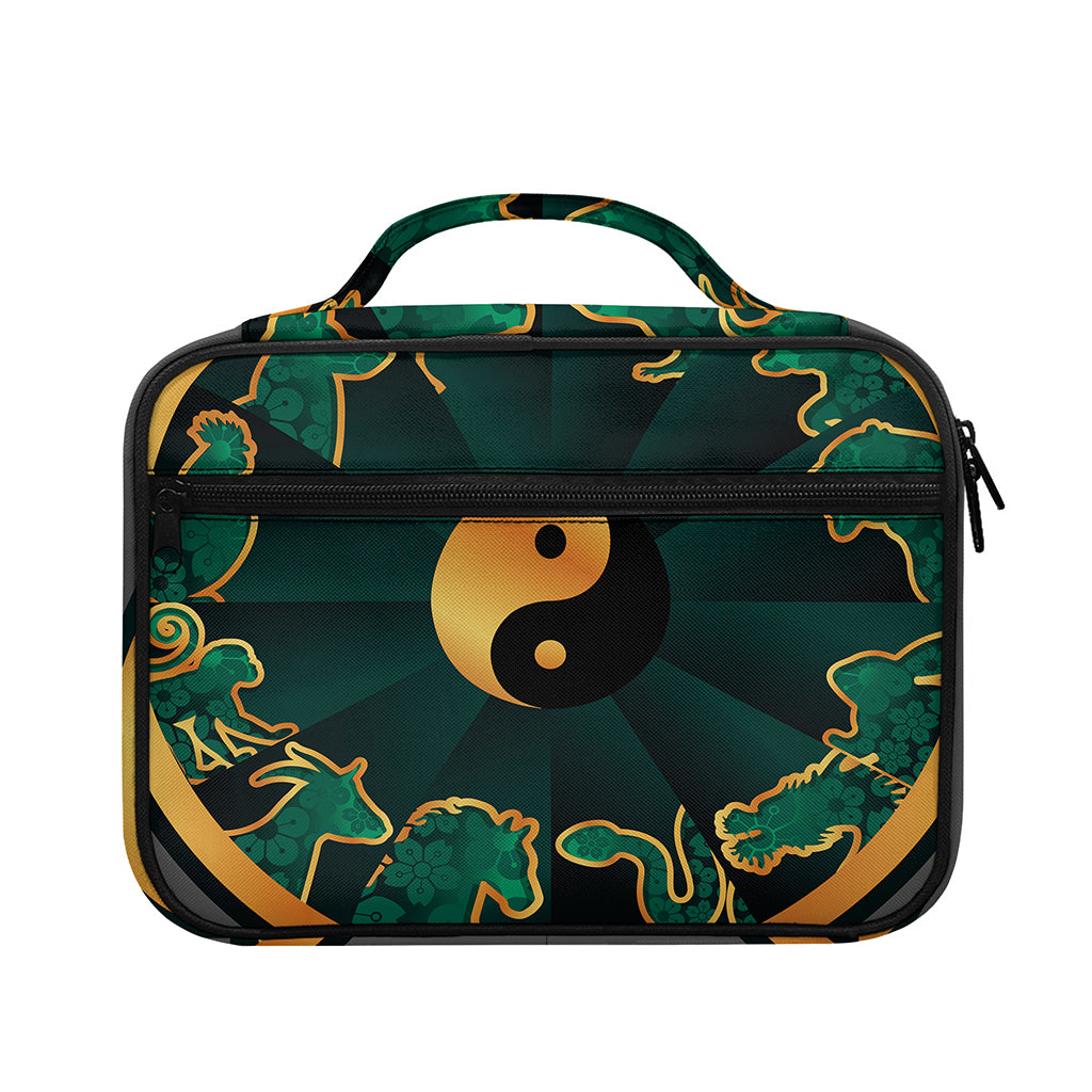 Green And Gold Chinese Zodiac Print Briefcase Bible Bag