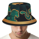 Green And Gold Chinese Zodiac Print Bucket Hat