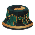 Green And Gold Chinese Zodiac Print Bucket Hat