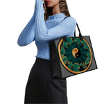 Green And Gold Chinese Zodiac Print Canvas Tote Bag