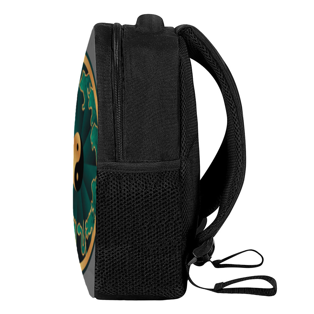 Green And Gold Chinese Zodiac Print Casual Backpack