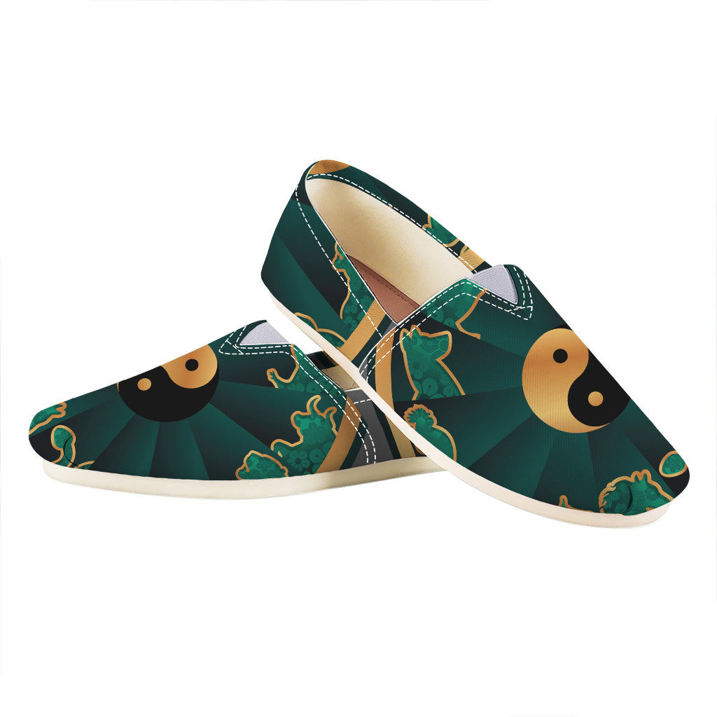 Green And Gold Chinese Zodiac Print Casual Shoes