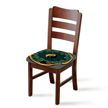 Green And Gold Chinese Zodiac Print Chair Cushion Cover