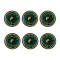 Green And Gold Chinese Zodiac Print Coaster Set
