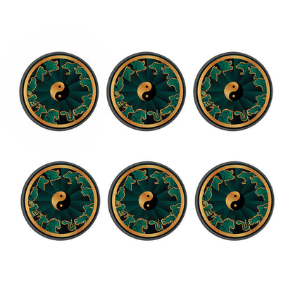 Green And Gold Chinese Zodiac Print Coaster Set