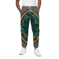 Green And Gold Chinese Zodiac Print Cotton Sweatpants